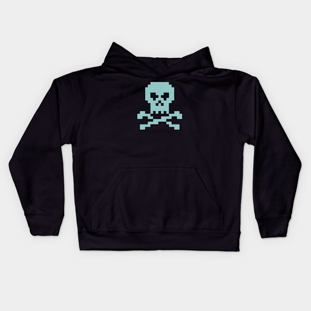 Pixel Art Jolly Roger Kids Hoodie by downyloro